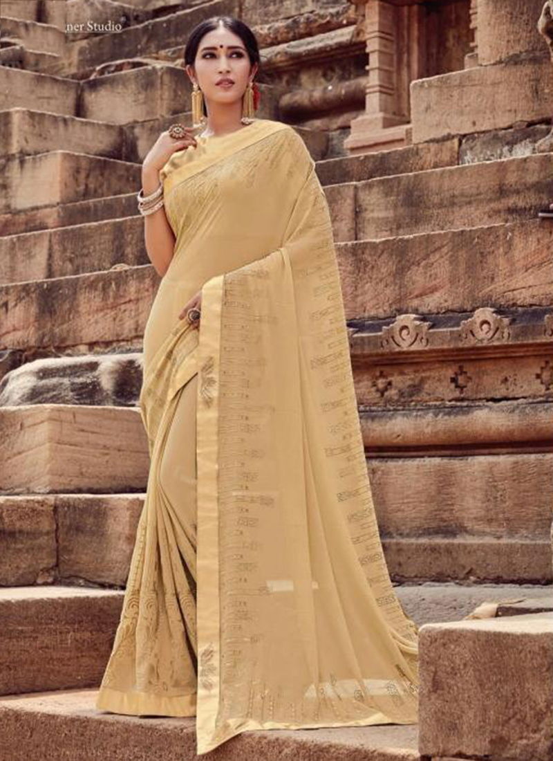 Latest Designer Saree Collection With Fancy Border and Beautiful Embroidery Work 